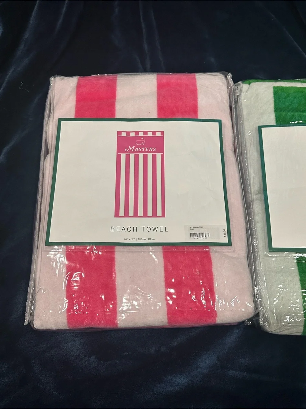 Masters Pink and Green Striped Beach Towels
